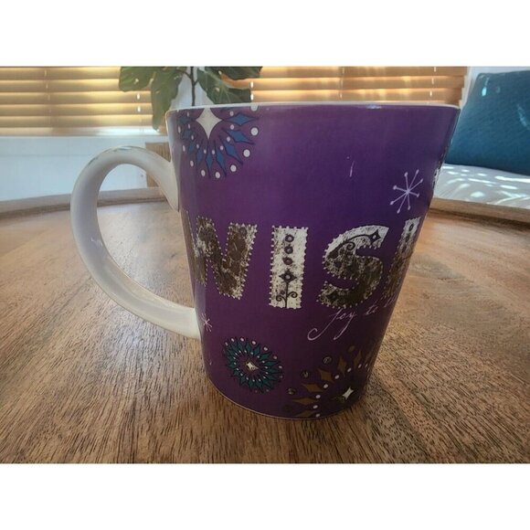 2006 Starbucks Wish Joy to the World Purple Coffee Cup Tea Mug 14oz - Picture 1 of 6